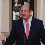 El presidente de la Comunidad, Pedro Antonio Sánchez, compareció minutos después de conocer el auto dictado por el juez Eloy Velasco