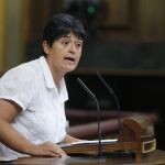 La diputada de EH Bildu, Marian Beitialarrangoitia, durante su intervención en la segunda sesión del debate de investidura.