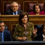 Carmen Calvo durante la sesión de control/Foto: A. R. Roldán