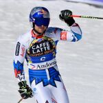 El francés Alexis Pinturault celebra su vicotria del Slalom Gigante de la Copa del Mundo