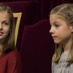 Leonor (izq.) y Sofía (dcha.), el jueves en la sesión de apertura de la Legislatura en el Congreso