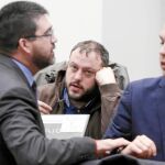 Sanchez Mato, Zapata y Calvo, minutos antes del comienzo del Pleno