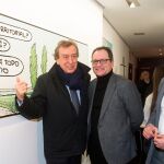 Inauguración de la exposición de José María Nieto junto al consejero de la Presidencia, José Antonio de Santiago-Juárez, y el presidente de la Diputación de Valladolid, Jesús Julio Carnero