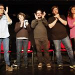 Kichi, Beatriz Gimeno, Miguel Urbán o Teresa Rodríguez, en un acto de Anticapitalistas en Madrid.