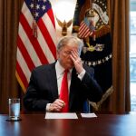 Donald Trump tras una renuión en la Casa Blanca