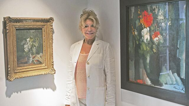 La baronesa, en la presentación del Espacio Carmen Thyssen en 2012, en el monasterio de Sant Feliu de Guíxols, una muestra temporal con 53 obras de los siglos XIX y XX de su propiedad