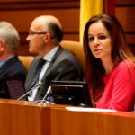 La presidenta de las Cortes de Castilla y León, Silvia Clemente, en un momento del debate del último Pleno