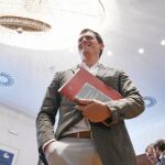 El líder de Ciudadanos, Albert Rivera, presentó ayer en el Congreso de los Diputados sus credenciales
