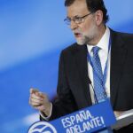 Mariano Rajoy, durante su intervención en el acto de clausura del XVIII Congreso nacional del Partido Popular que se celebra en la Caja Mágica de Madrid