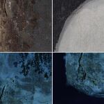 Como nunca antes se ha visto. En las imágenes superiores se pueden observar los agrietamientos y las pérdidas de masa pictórica en los bordes, una de las zonas más dañadas. Las inferiores, en azul, están tomadas con luz ultravioleta y permiten ver el barniz y las capas añadidas a la de color original, así como los repintes y la pintura craquelada