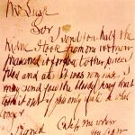 Una de las cartas escritas con sangre que hizo llegar a la policía el supuesto asesino del barrio de Whitechapel, Jack el destripador