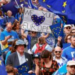 Centenares de defensores de la permanencia de Reino Unido en la UE, durante una manifestación en Londres