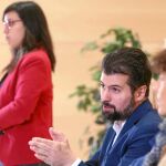 El portavoz del Grupo Parlamentario Socialista, Luis Tudanca, presenta la proposición no de Ley que defenderá su partido en el pleno de la semana que viene