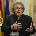 Joan Tardà en su comparecencia ante los medios de comunicación para valorar el discurso de investidura de Rajoy