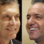 Los candidatos Mauricio Macri (izquierda) y Daniel Scioli (derecha)