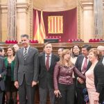 Antonio Hernando encabezó ayer la comitiva del grupo del PP del Congreso que ayer se desplazó al Parlament