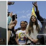 El general de división venezolano Francisco Estéban Yánez Rodríguez, a la izquierda, junto a un acto de Juan Guaidó.