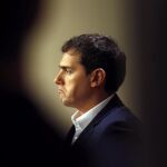 El lider de Ciudadanos, Albert Rivera, durante su comparecencia antes los medios tras la sesión de control al Gobierno, celebrada hoy en el Congreso de los Diputados