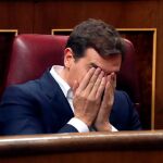 El líder de Ciudadanos, Albert Rivera, durante el pleno del Congreso de los Diputados