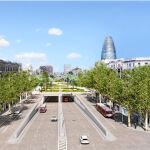 Imágenes del túnel que cruzará la plaza y de la zona ajardinada, Canopia Urbana, con la que se urbanizará la futura plaza