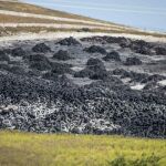 Vista de las ruedas que no ardieron en el vertedero de neumááticos de Seseña (Toledo), alrededor de 12.000 toneladas