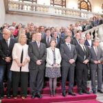Imagen de los presentes ayer en el acto celebrado en el Parlament de apoyo a Forcadell