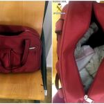 Fotografía facilitada por la Guardia Civil del bolso donde dos mujeres, detenidas en Melilla, ocultaban a un bebé, de tan solo un mes de vida