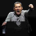 Arnaldo Otegi durante el acto hoy en San Sebastián.