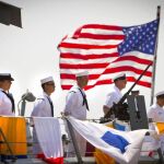 El "Ross"segundo de los cuatro destructores norteamericanos que componen el escudo antimisiles de la OTAN, a su llegada a Rota en 2014..