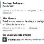 Imputado el joven que deseó la muerte a una niña de tres años por ser hija de un guardia civil