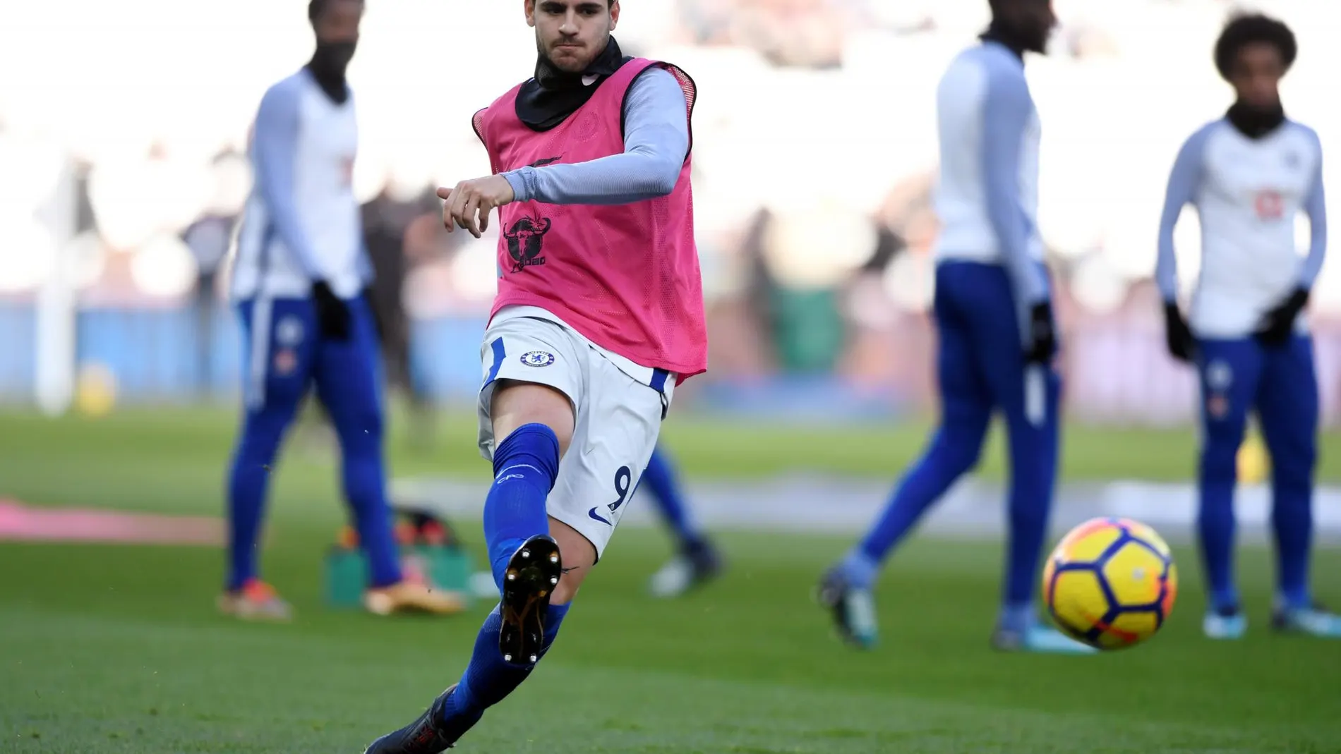 Morata, en un entrenamiento con el Chelsea