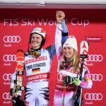 Linus Strasser y Mikaela Shiffrin, respectivos ganadores del Slalom Paralelo celebrado en Estocolmo