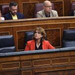 La ministra de Justicia, Dolores Delgado, en su escaño hoy, durante el pleno del Congreso de los Diputados / Foto: Efe