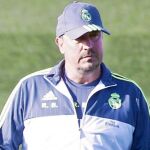 Benítez, en el entrenamiento de ayer en Valdebebas