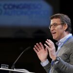 El presidente de la unta de Galicia, Alberto Núñez Feijóo, durante su intervención en el XVI Congreso del PP de Madrid