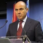 El ministro de Economía y Competitividad español, Luis de Guindos,en la reunión del Ecofin