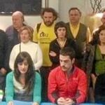 Los miembros de la PAH de Vizcaya Imanol Arnaiz y Adolfo Gómez asistieron en diciembre a una rueda de prensa en favor de la marcha de Herrira, a la que también acudió la coordinadora de STOP Desahucios Vizcaya, Marta Uriarte