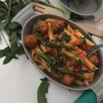 Macarrones de maíz “mar y tierra”