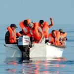 Una de las lanchas que partieron de la costa libia intentando llegar al Mediterráneo, en agosto