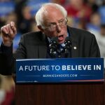 Bernie Sanders, durante un mitin en Washington