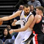 Marc Gasol, durante el partido en el que se fracturó el pie