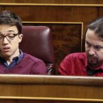 Pablo Iglesias e Íñigo Errejón, en el Congreso de los Diputados
