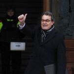El expresidente de la Generalitat, Artur Mas, a su llegada esta mañana al TSJC