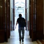 Pablo Iglesias a la salida del Congreso de los Diputados