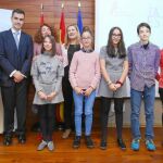 Rey, Del Olmo y Merayo durante la entrega de Premios de Estadística a alumnos de Fabero