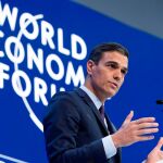 El presidente del Gobierno español, Pedro Sánchez, en el pasado Foro Económico Mundial de Davos (Suiza)