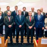 El alcalde de León, Antonio Silván; el presidente de la Diputación, Juan Martínez Majo y el director general de Energía y Minas de la Junta, Ricardo González Mantero, entre otras autoridades, asisten a la jornada «Gobernanza y políticas en las regiones europeas de los sectores minero y metalúrgico», organizada por la Fundación Icamcyl (Centro Internacional de Materiales Avanzados y Materias Primas de Castilla y León)