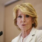 Esperanza Aguirre durante su comparecencia