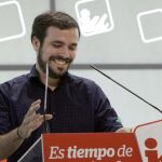 El candidato a la Presidencia del Gobierno de IU, Alberto Garzón