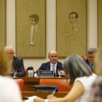 El ministro de Economía, Luis de Guindos, durante comparecencia a petición propia ante la Comisión de Economía del Congreso